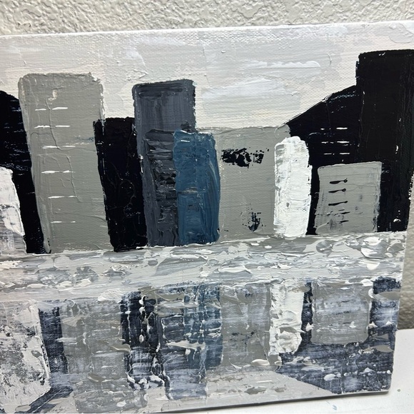 NWT Original Artwork Acrylic on Canvas 10 x 20” City On the lake - Picture 9 of 16